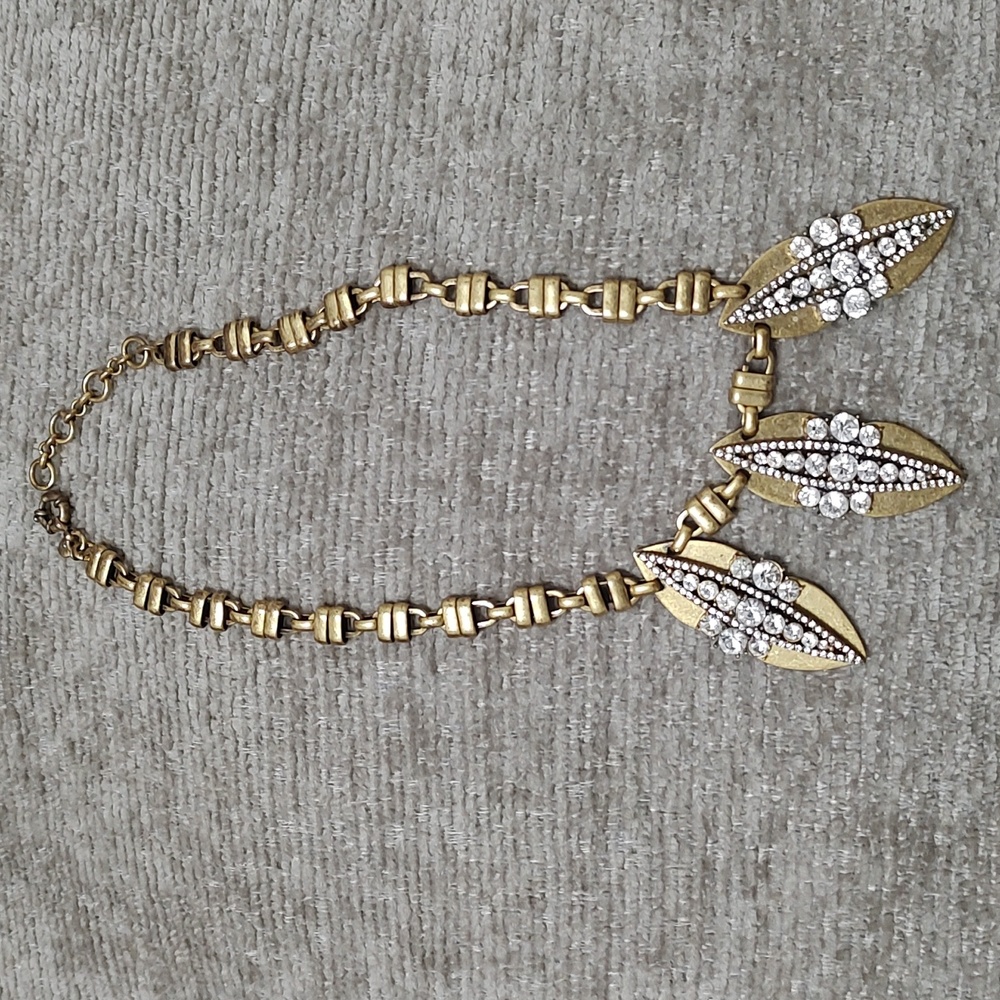 Gold Tone, Crystal Art Deco Style J Crew Necklace